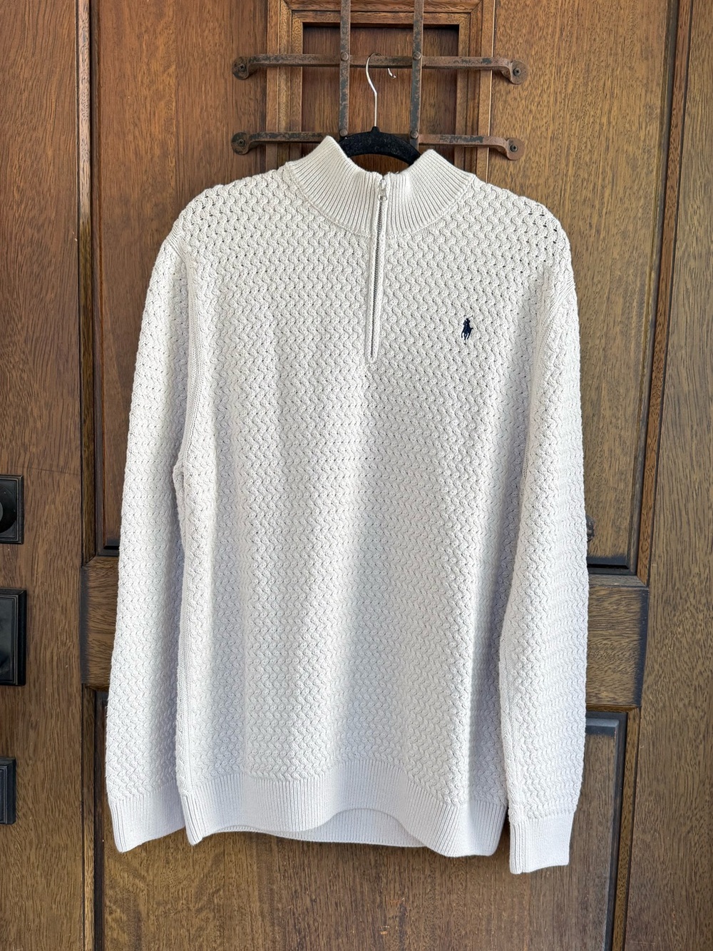 Polo by Ralph Lauren Men’s Grayish White Half-Zip Textured Knit Sweater Size XL